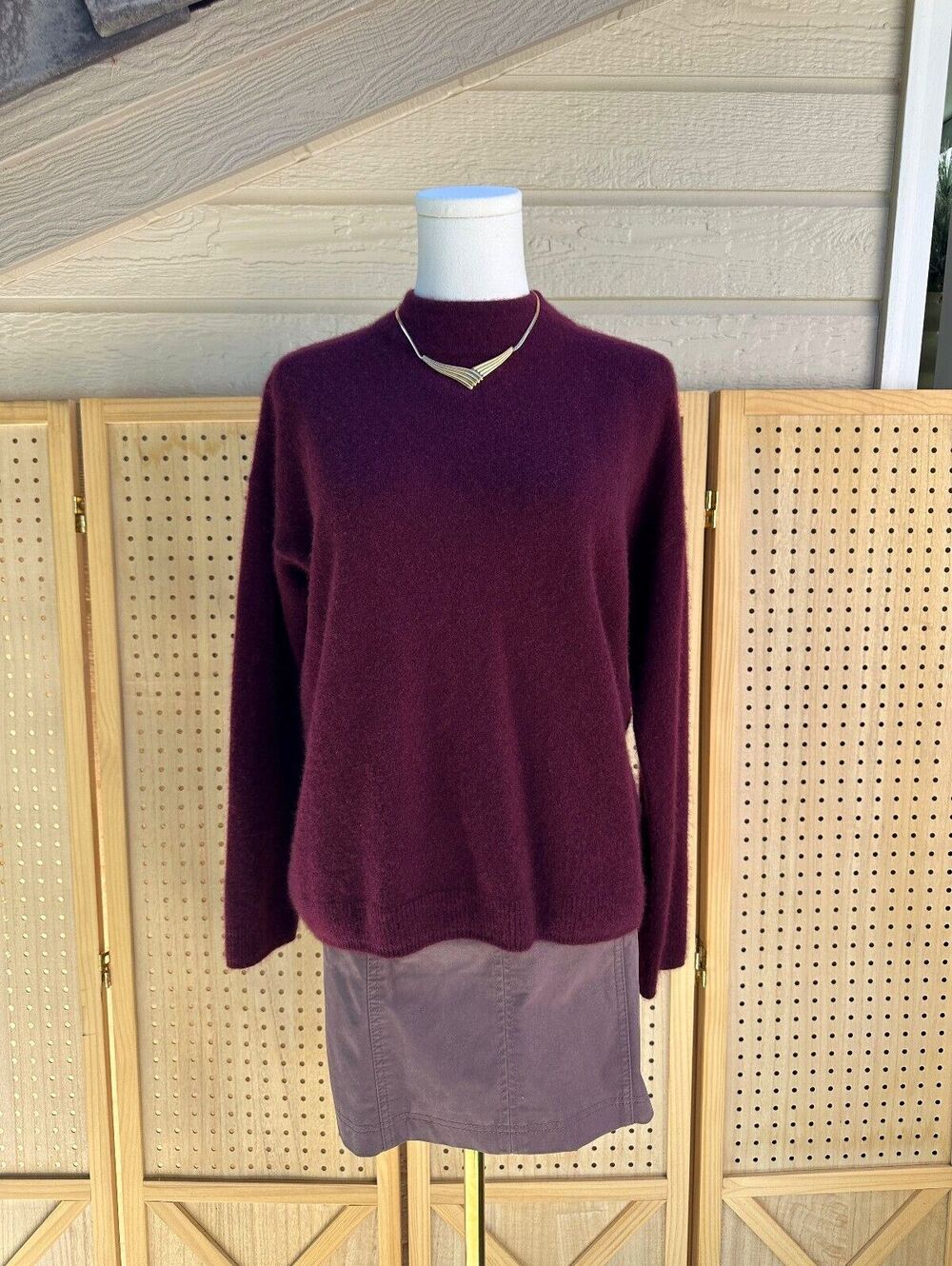 Harper Lane 100% Cashmere Sweater Women’s Large Burgundy Crewneck Soft Knit